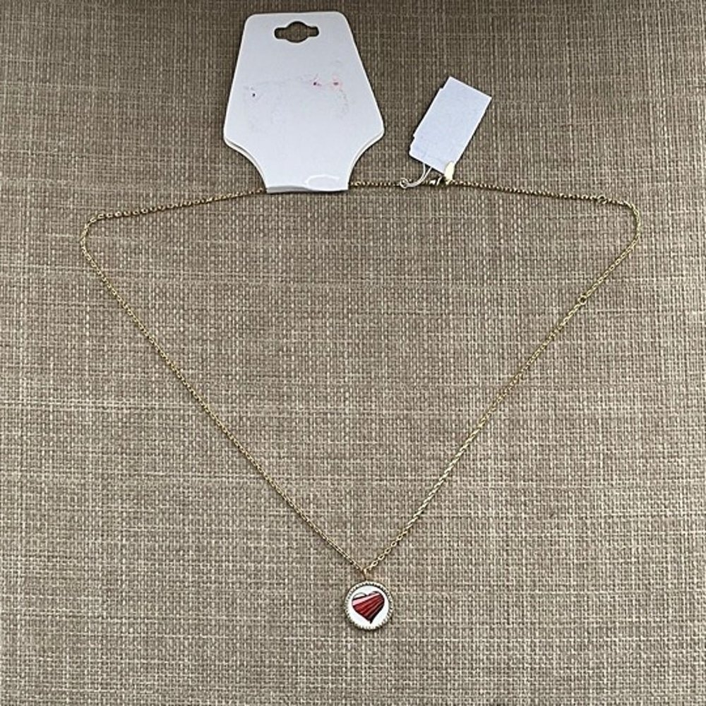Valentines Day LULU DK Necklace LOVE 14K Plated Reversible Enamel Crystal Accent - Picture 5 of 11